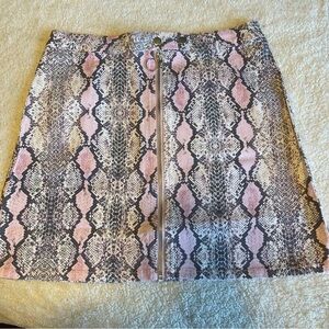Altar’d State Denim Short Skirt Size Large Light Pink Snake Skin Animal Print